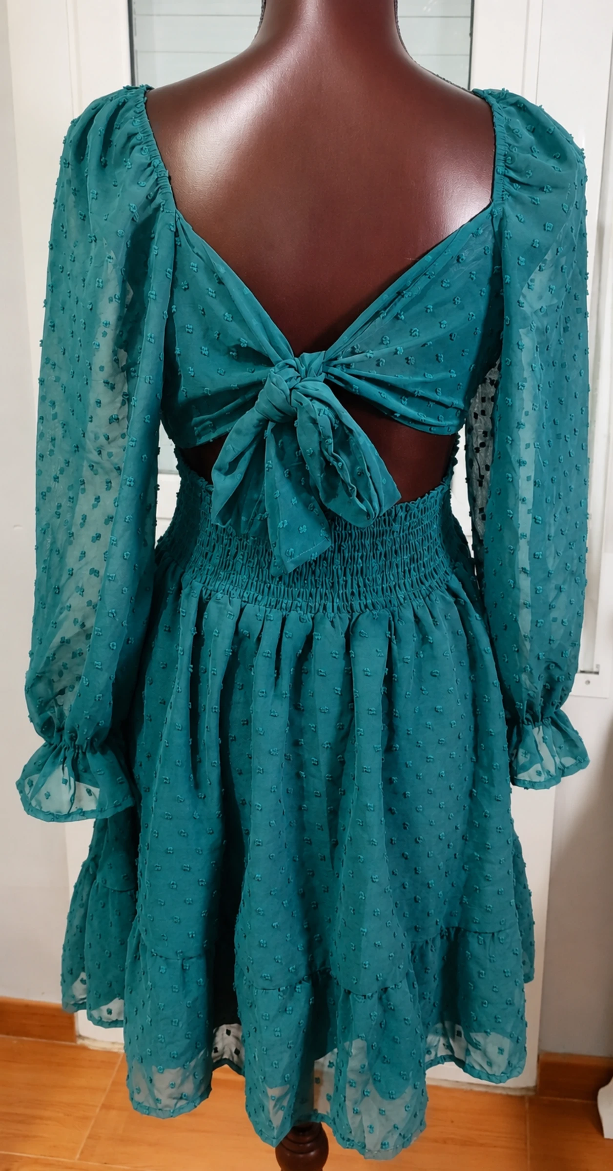 Emerald Green Boho Chic Dress | Open Back | Size M | Beautiful – photo 7